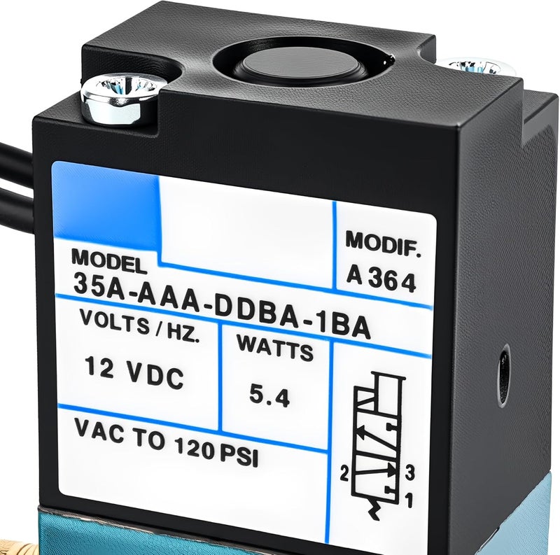 KZU DC 12V 5.4W Solenoid Valve, 3-Port Electronic Boost Control Solenoid Valve, Carbon Steel Dispensing Machine Valve with Brass Fitting, 6mm Threaded Connector (35A-AAA-DDBA-1BA) - Image 4